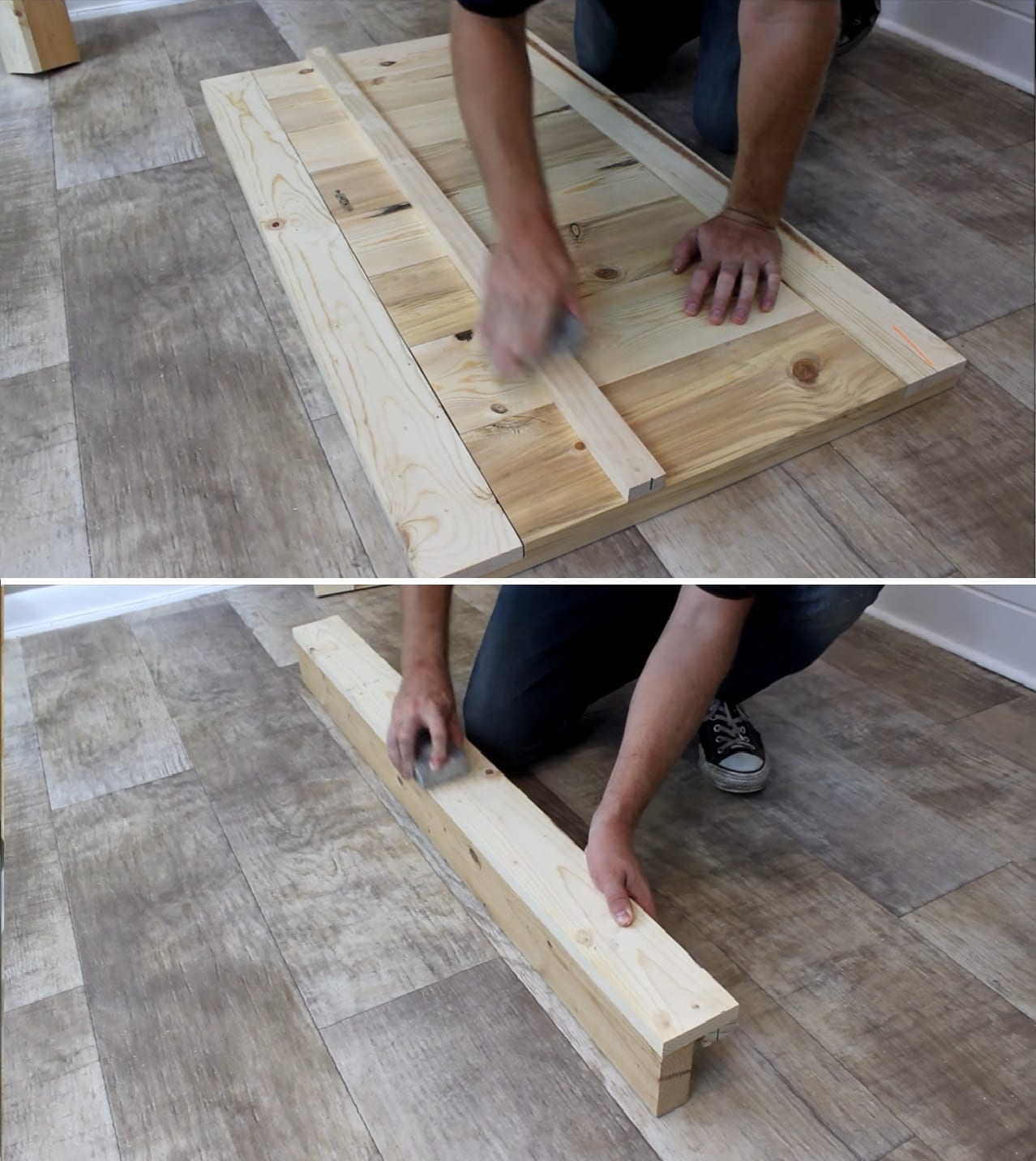 Step 3e making shelf and staining Step 3e making shelf and staining