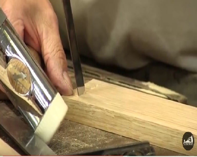 11 - Use a small chisel to slowly remove the spaces in the dovetail