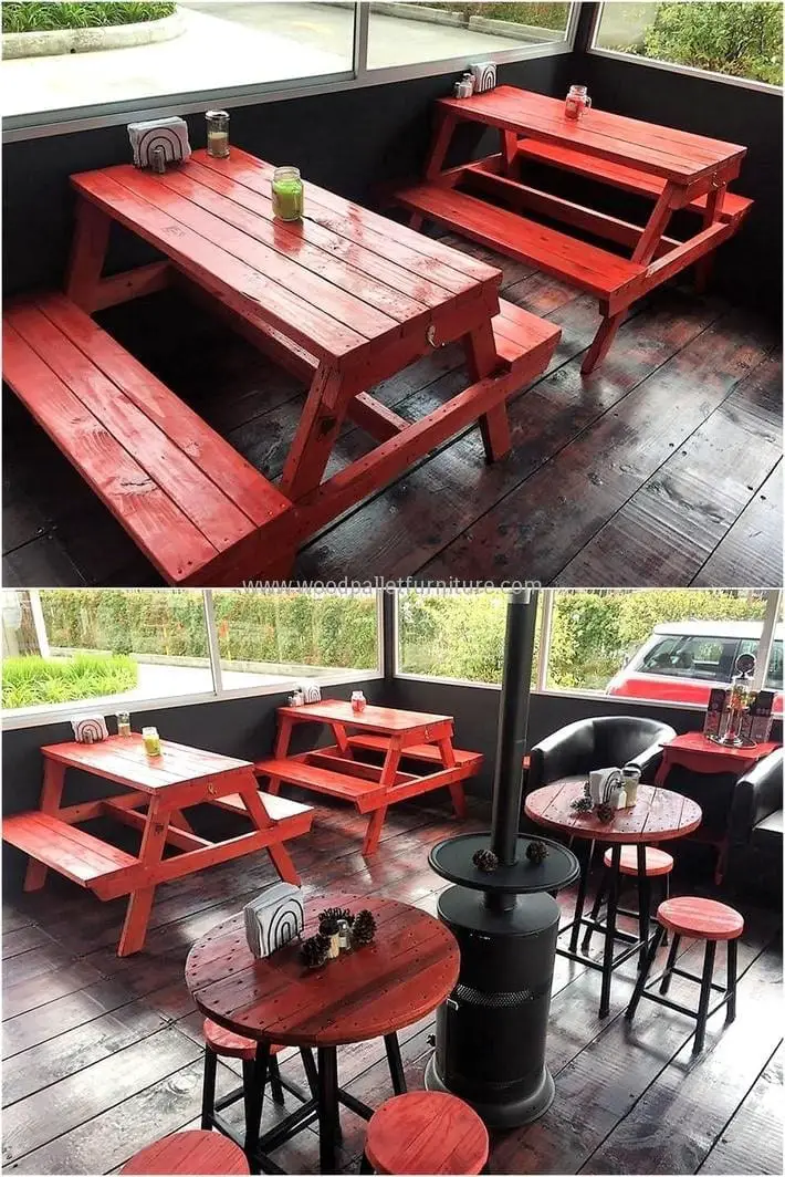 20 - Functional Tables and Chairs Made of Reclaimed Wood Pallet