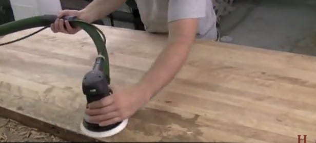 9 - Use a sander to remove hand plane ridges 50, 80 to 120 grit
