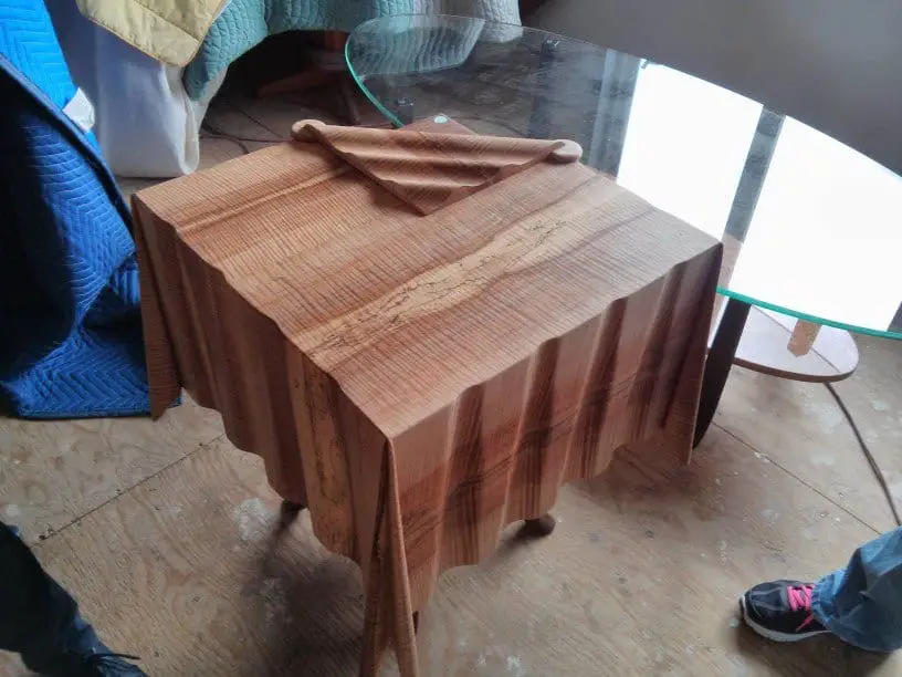 Folded Up Wood Tablecloth