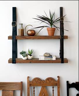 Leather And Wood Shelf