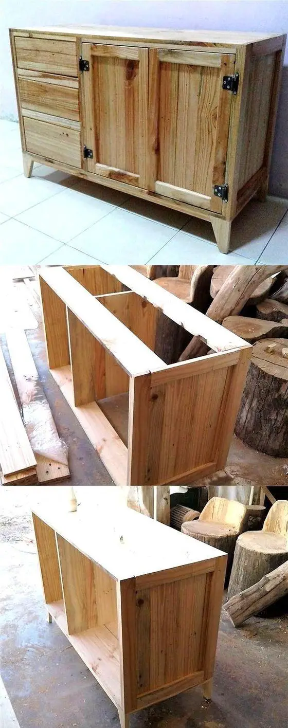 Pallet Wood Table With Drawers A