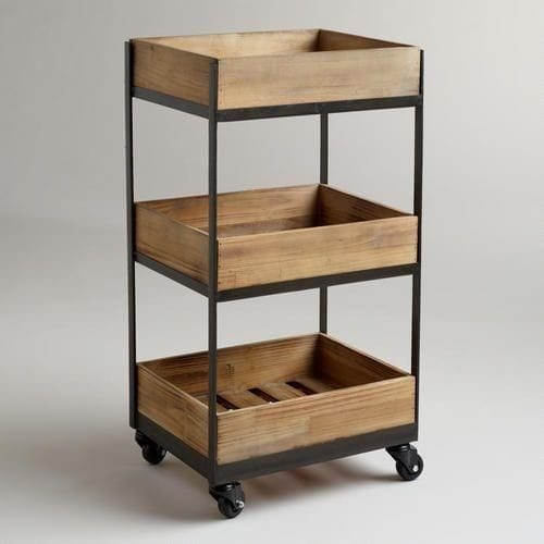 14 3 Shelf Wooden Gavin Rolling Cart