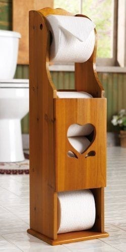 2 Wooden Heart Toilet Paper Storage Holder