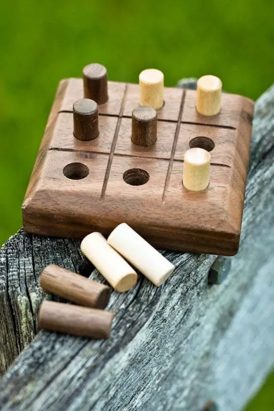 6 Handmade Wooden Tic Tac Toe Game