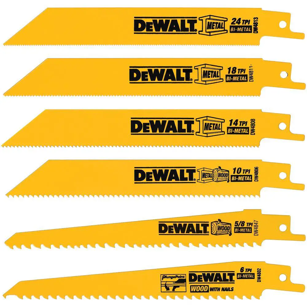 Dewalt Dw4856 Metal Woodcutting Reciprocating Saw Blade Set