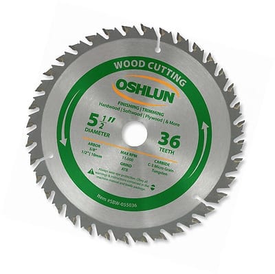 Oshlun Sbw-055036 5-1-2-Inch 36 Tooth Atb Finishing And Trimming Saw Blade With 5-8-Inch Arbor