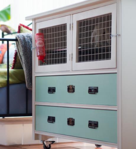 Movable Rabbit Hutch From An Old Dresser