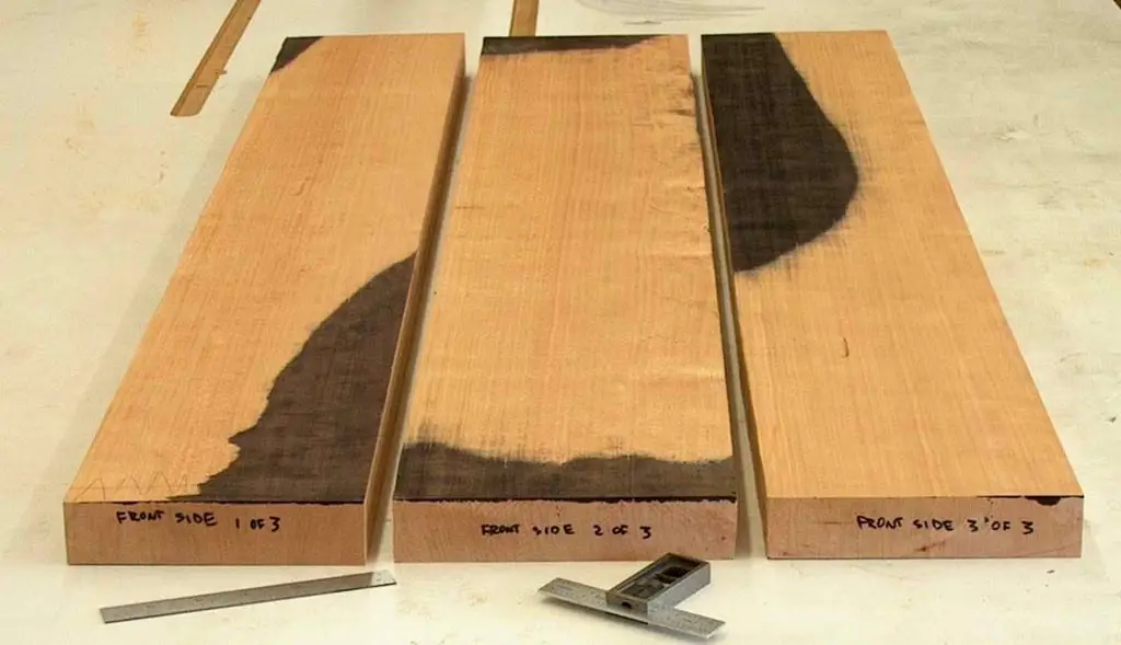 A Dark Dye Is Applied To The Wood Pieces Faces