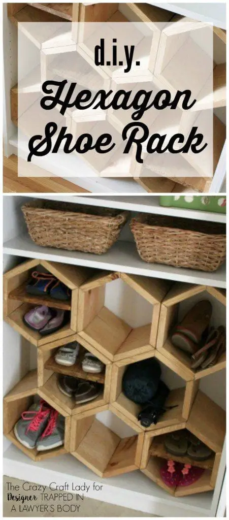 Hexagon Pallet Wood Shoe Rack