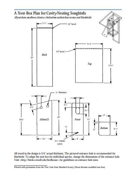 44 Birdhouse Diy Plans Cut The Wood, How To Make A Bluebird House Plans
