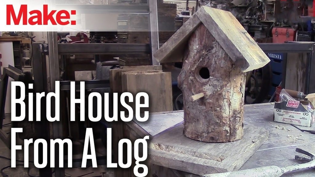 Hand Carved Log Bird House