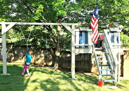 Playhouse With Swing Set By Our Fifth House