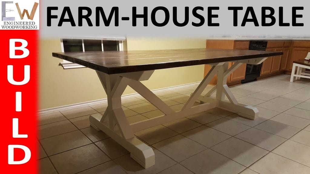 Sturdy Farmhouse Table Design By Engineered Woodworking And Diy