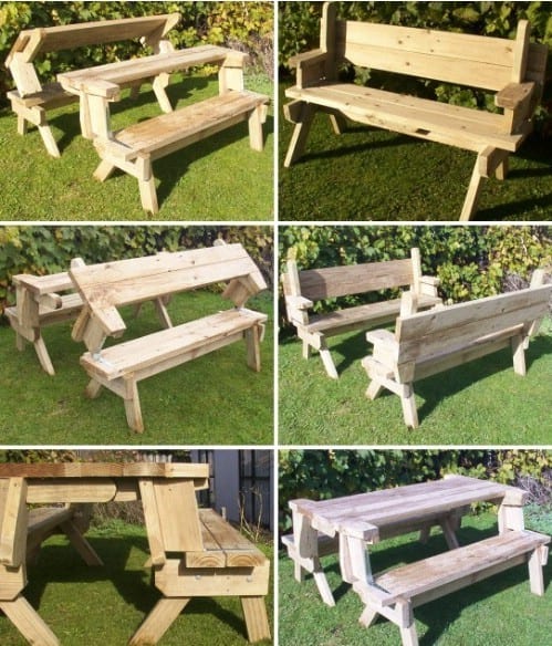 Fold Back Bench And Picnic Table Design