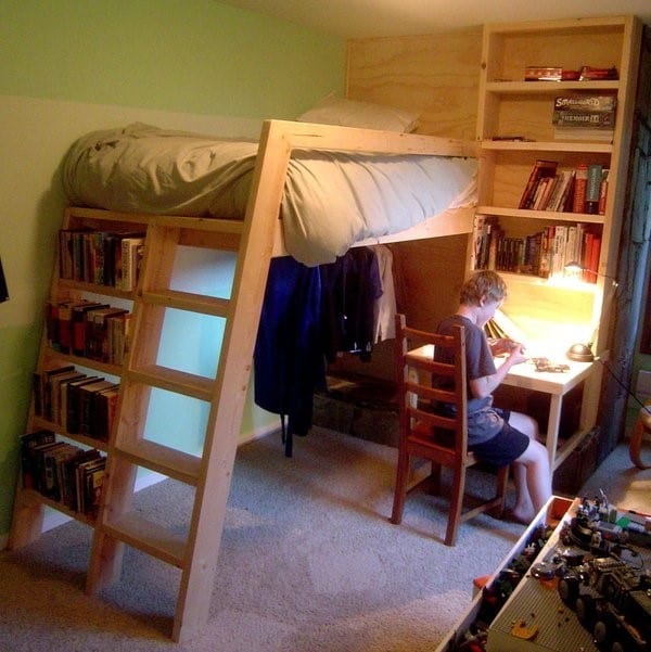 Loft Bed With Bookshelf Ladders