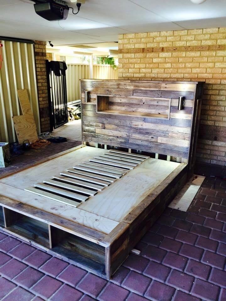 Pallet Bed With Lights And Drawers