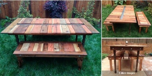 Picnic Table Made Of Reclaimed Wood