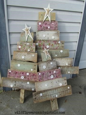 Propped Up Pallet Christmas Trees