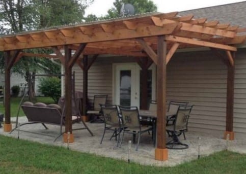 Red Pergola For A Comfortable Seating Area