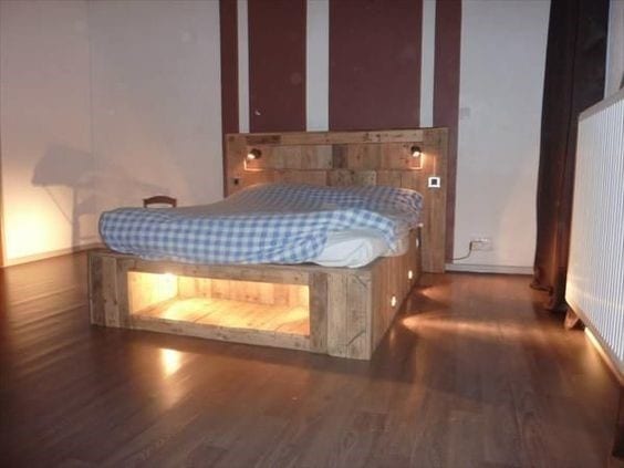 Simple Lighted Pallet Bed
