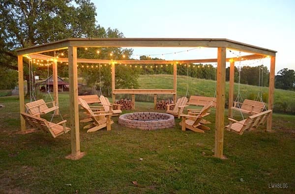 The Ultimate Octagonal Pergola With Fire Pit And Swings