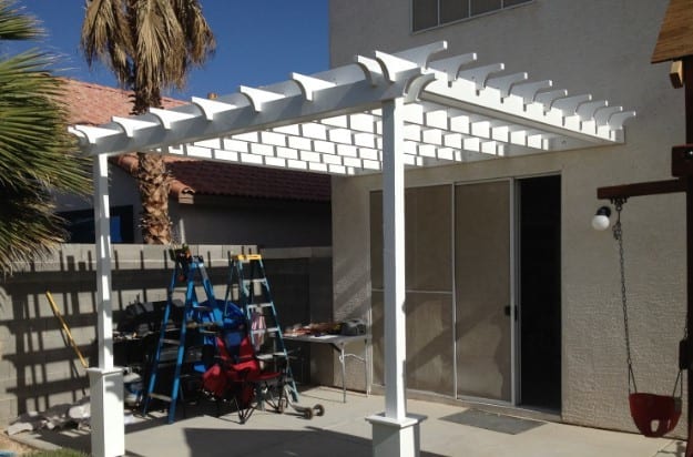 White Pergola Attached To The House