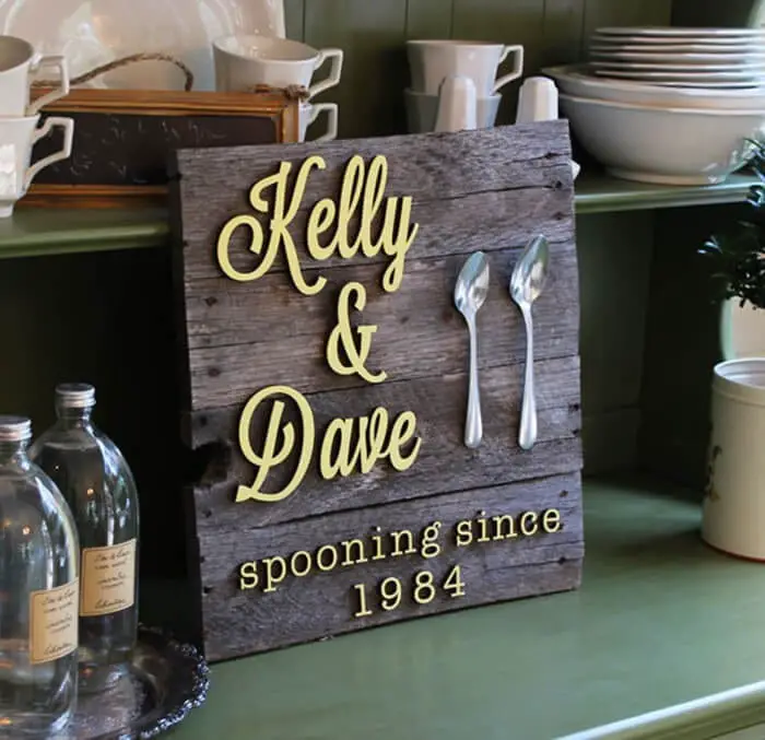 Anniversary Spoon Wood Sign