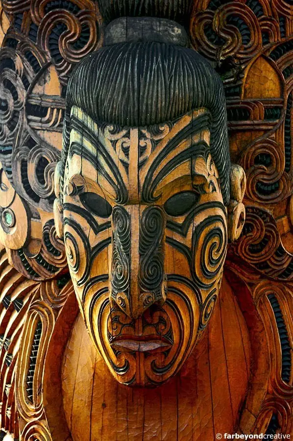 Carved Guardian Representing The Divine Realm Te Whakarewarewa Thermal Reserve
