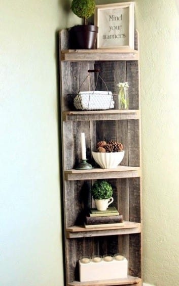 Corner Pallet Wood Shelf