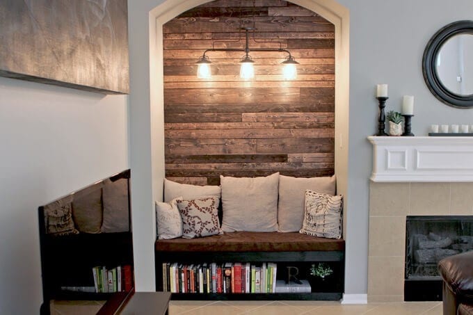 Diy Reading Nook With Wood Plank Wall
