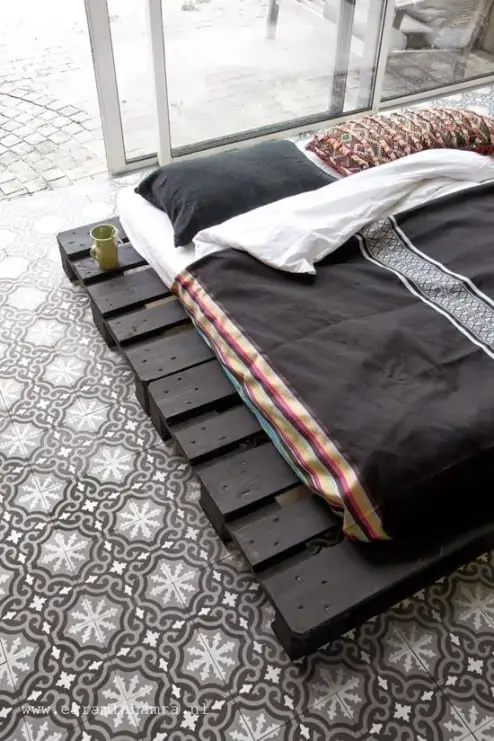 Dark Colored Pallet Bed Frame