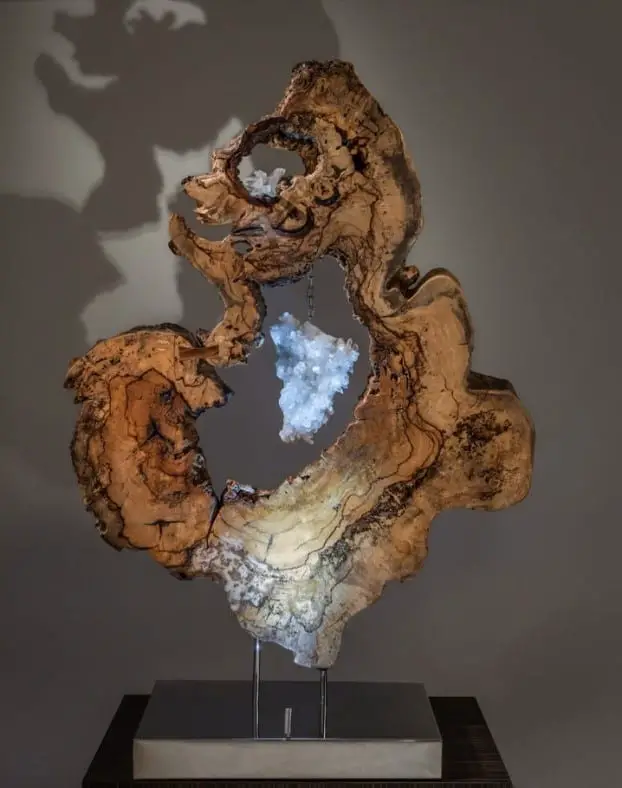 Dorit Schwartz’ Reclaimed Wood And Crystals Sculptures