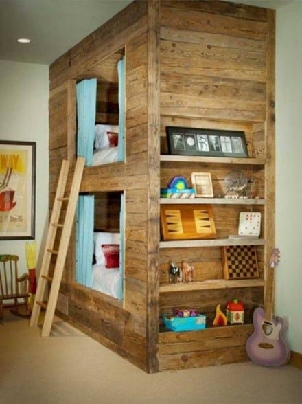 Double Deck Bed Frame Made From Wooden Pallets