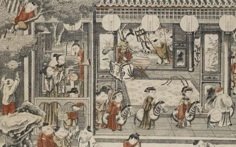Fragment Of “One Hundred Children” Chinese Woodblock Print From 1743