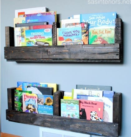 Kid’s Bookshelf Made Of Pallet Wood