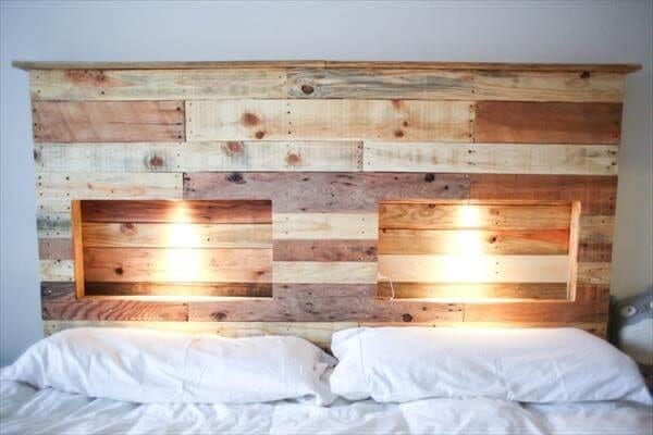 Light Up Your Night Headboard Made From Pallet Wood