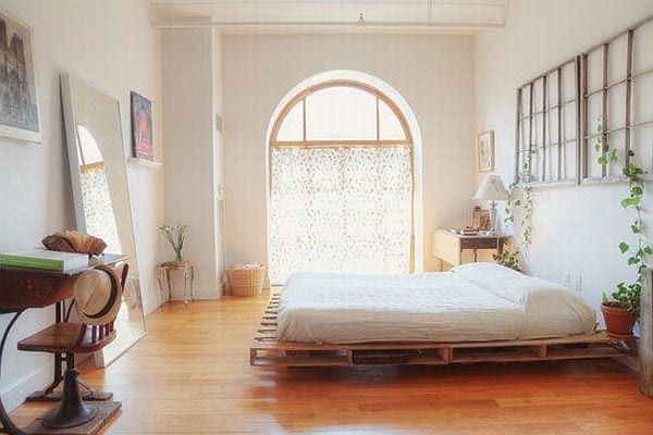 Luminous Bedroom Pallet Bed Frame Design