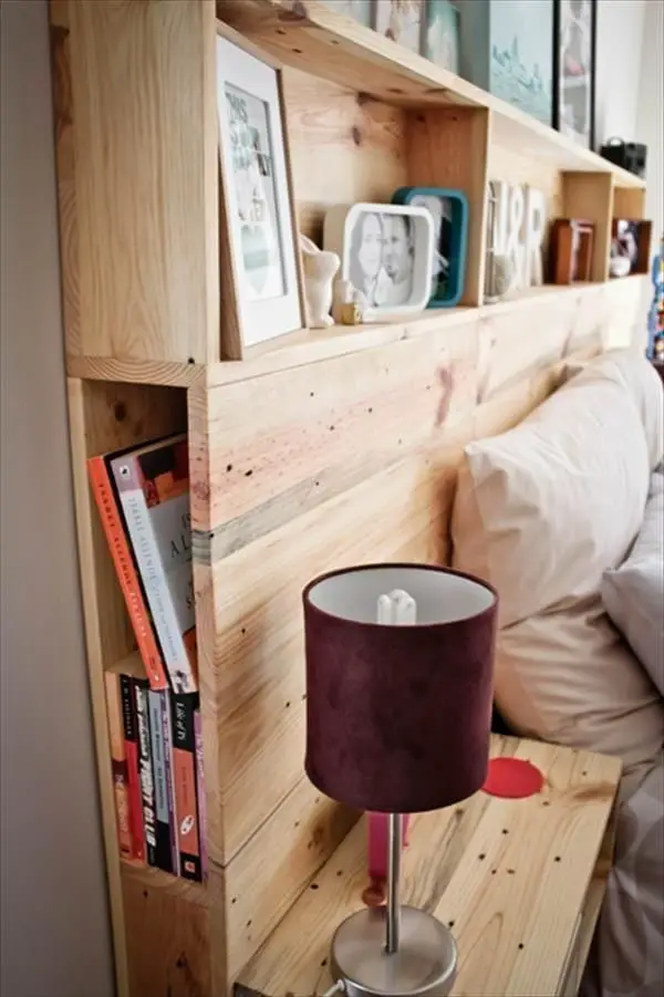 Pallet Bed Headboard And Bookshelf