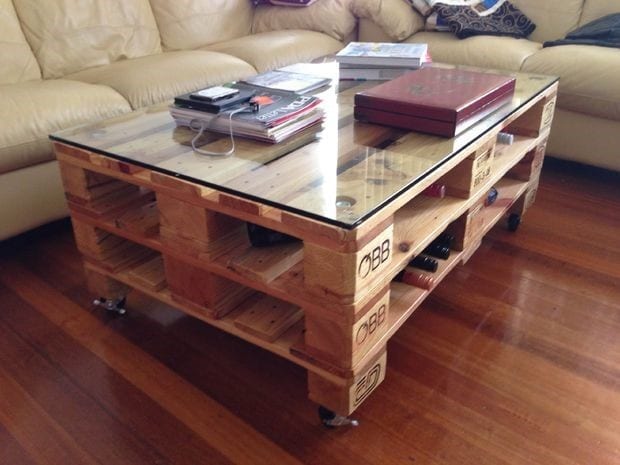 Pallet Coffee Table With Glass Top