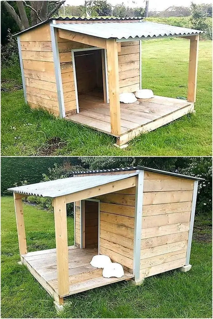 Pallet Dog House With Mini Porch