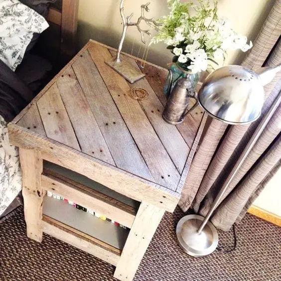 Pallet Nightstand With A Diagonal Pattern