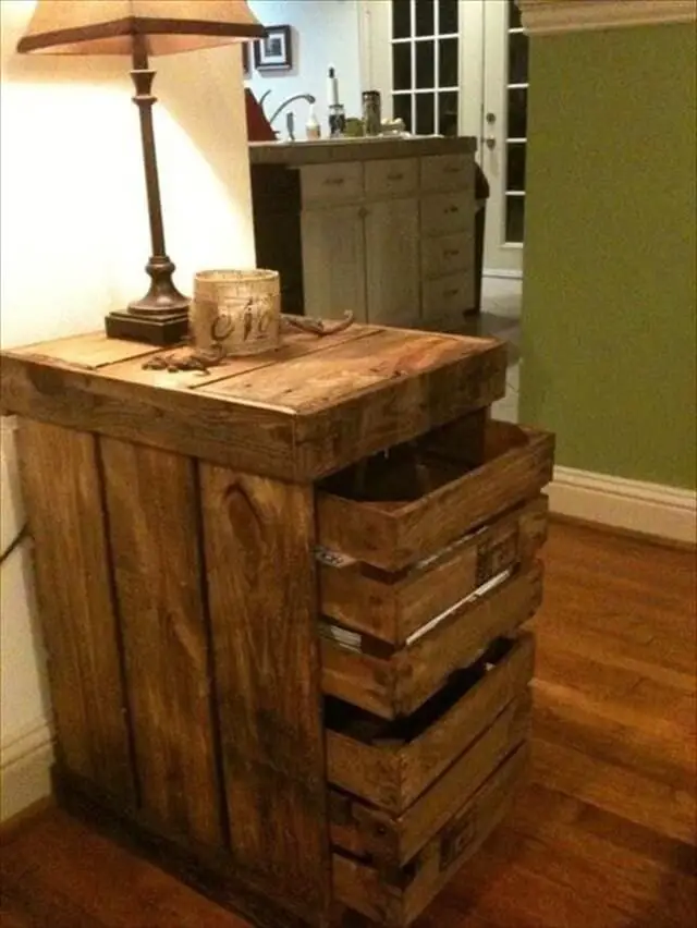 Pallet Nightstand With Deep Drawers