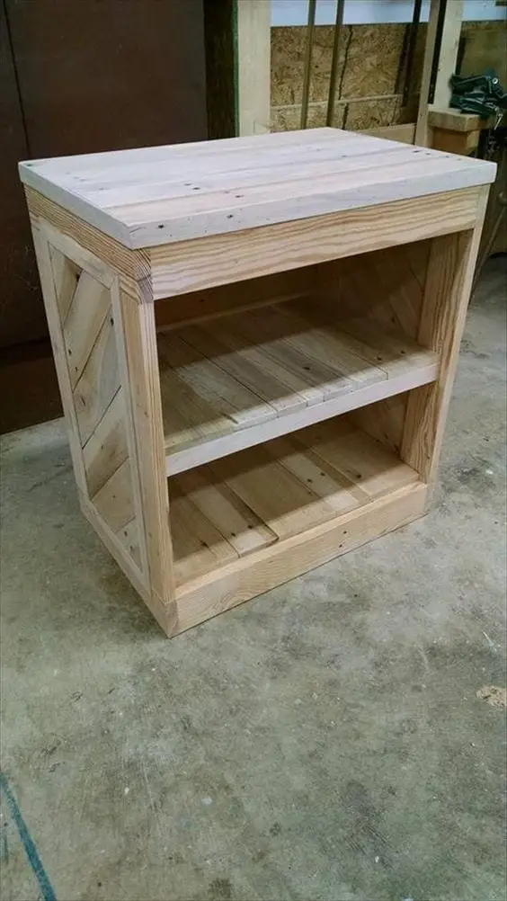 Pallet Nightstand With Open Shelves