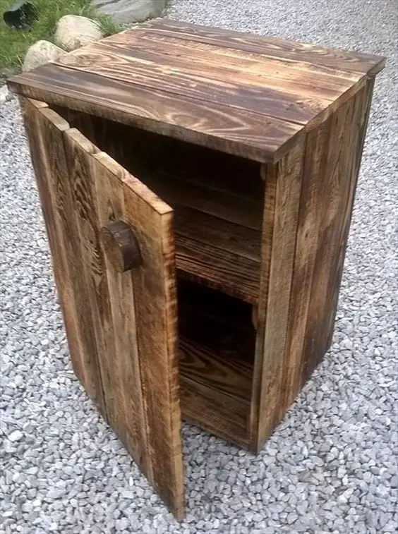 Pallet Nightstand With The Door