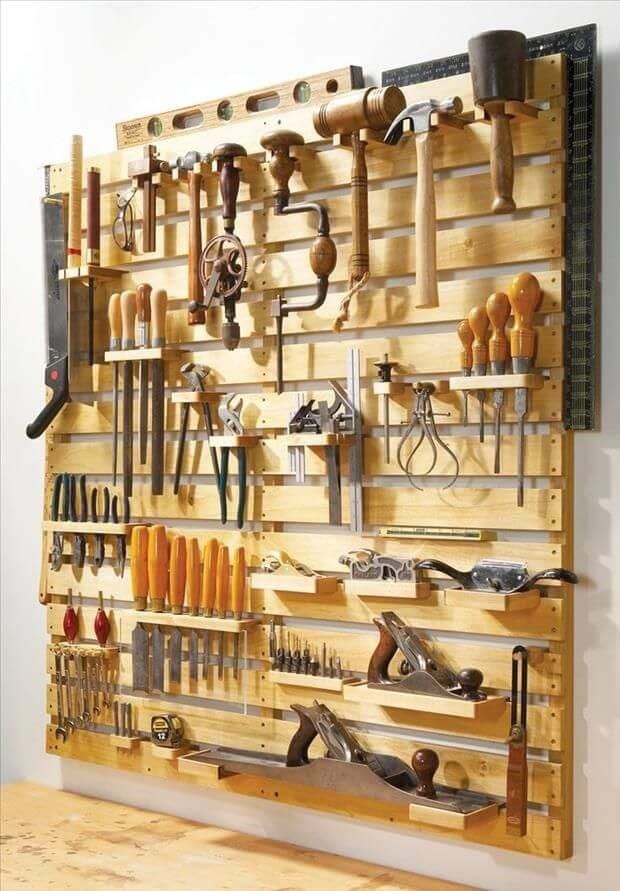 Tool Shelf Made Of Pallet Wood