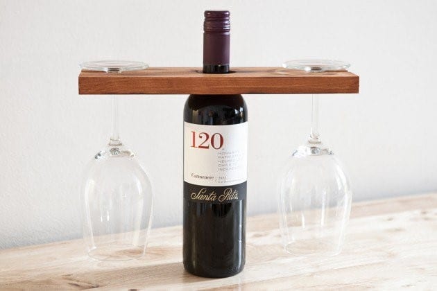 Wine And Glass Wood Stand