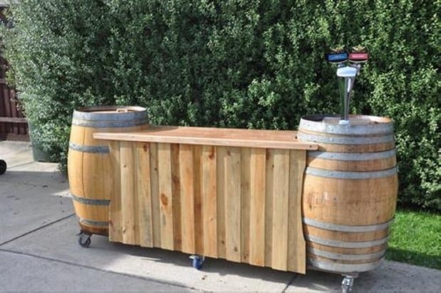 Wooden Pallet Bar And Barrels Design
