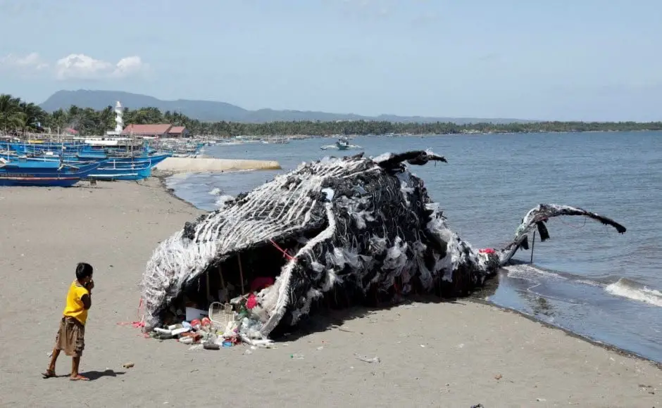 Giant “Beached” Plastic Whale Artwork